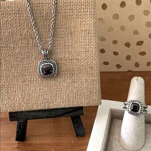 Black Ring and Necklace Set